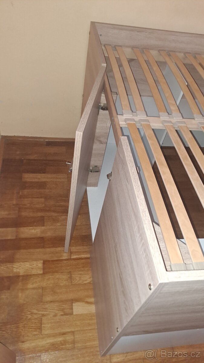 Postel s velkým úložným prostorem 140x200 v barvě dub - 5