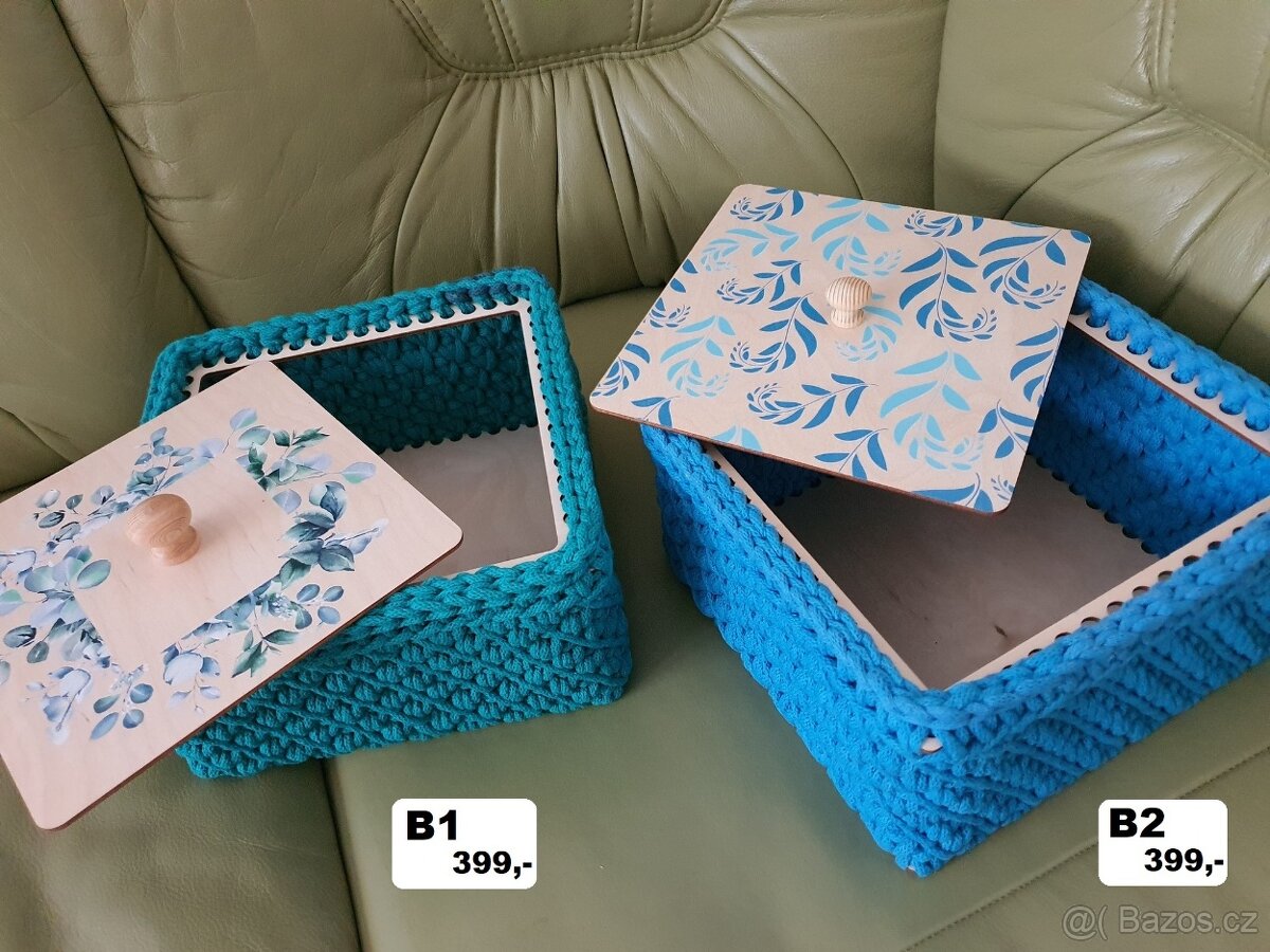 sbírka - sada háčkovaných úložných košů - 5