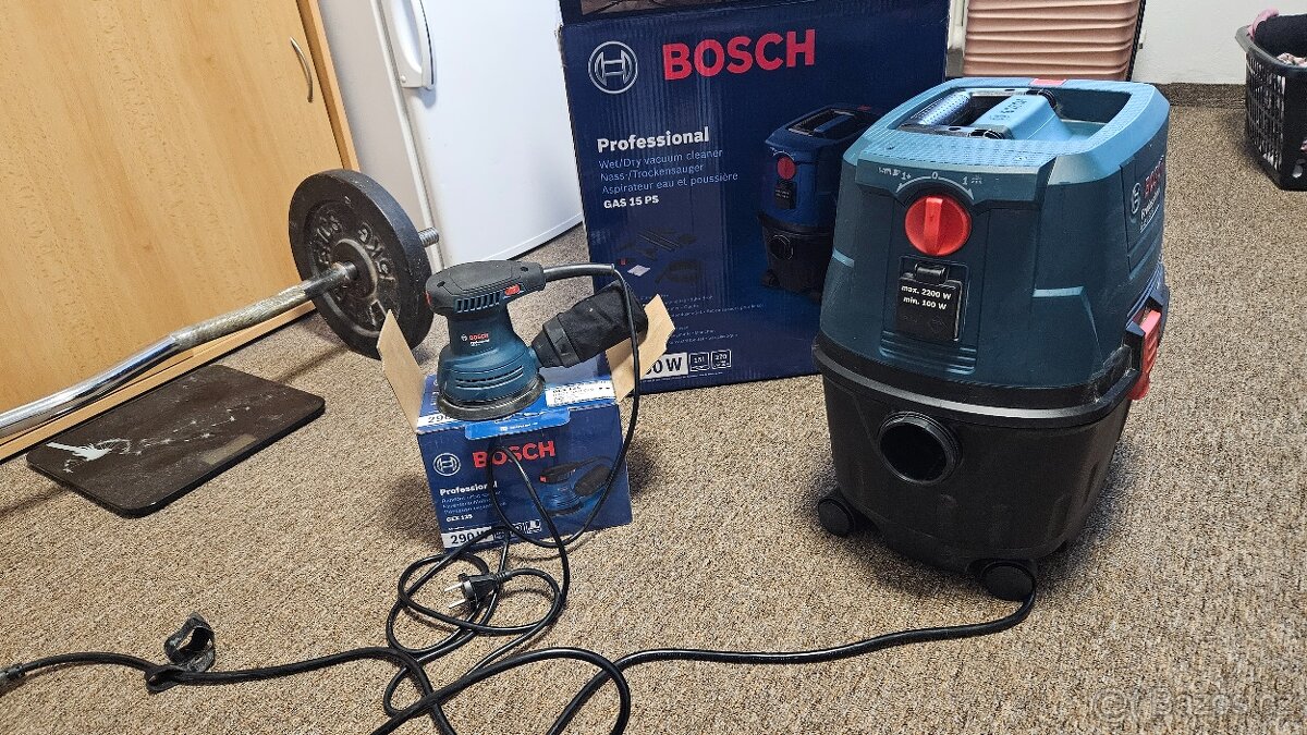 Vysavač Bosch GAS 15 PS a excentricka bruska Bosch GEX 125 - 5