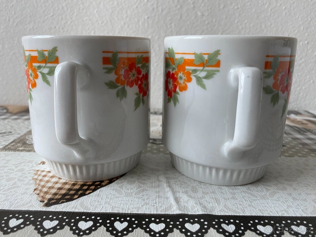 Porcelánové retro hrnky Dubí Czechoslovakia - 2 ks, 350 ml - 5