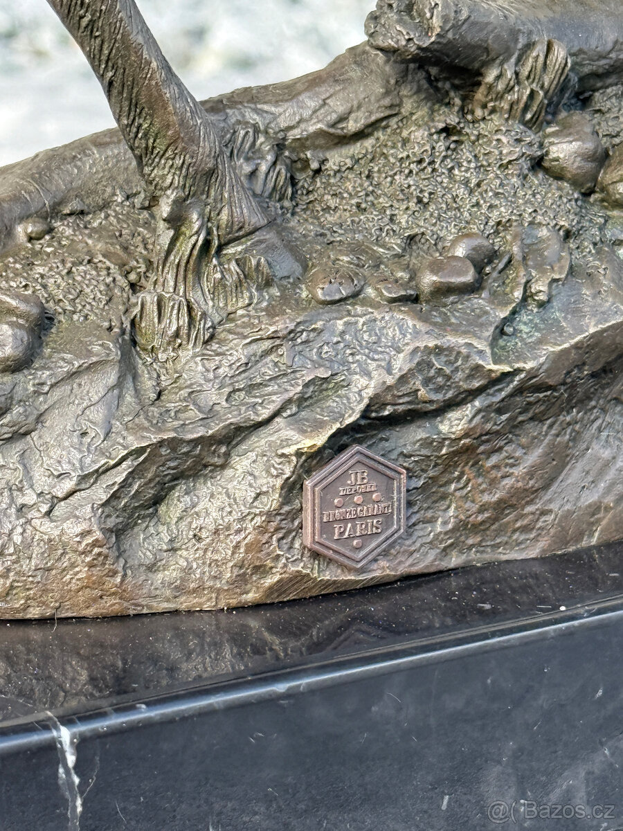 Bronzová socha Jelen majestátní zvířete dekorace příroda - 5