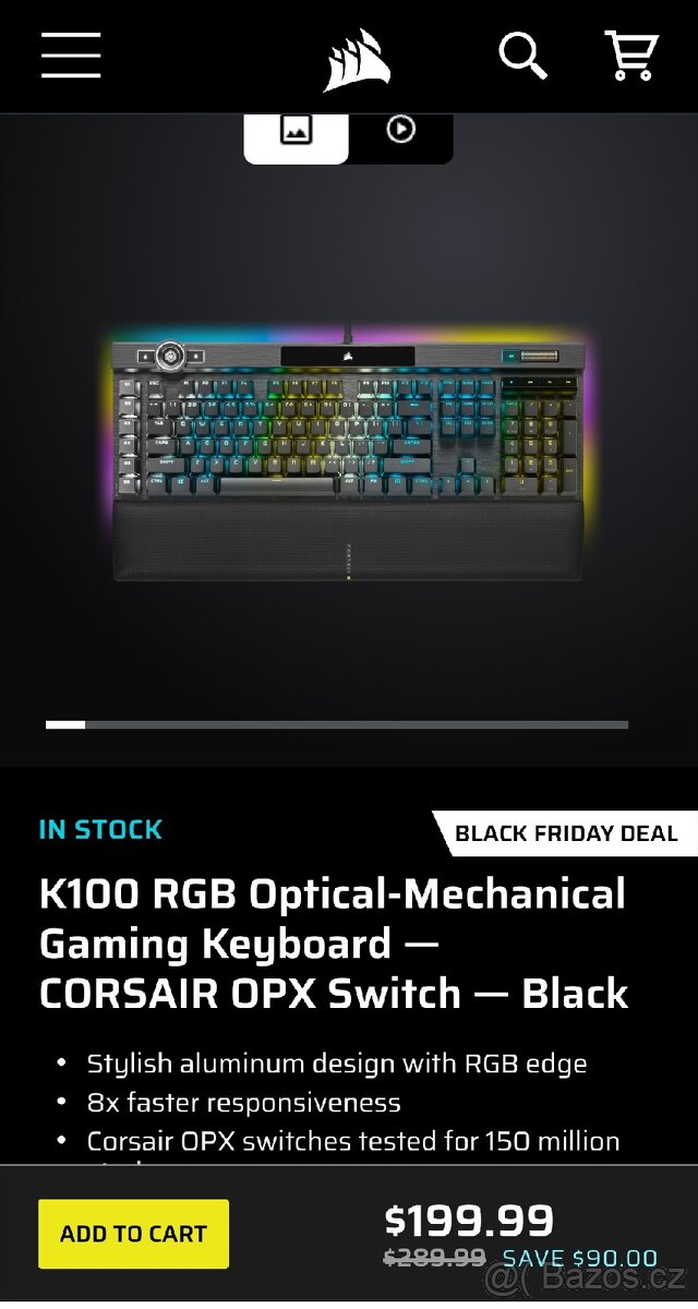 Nepoužitá klávesnice Corsair k100 rgb - 5