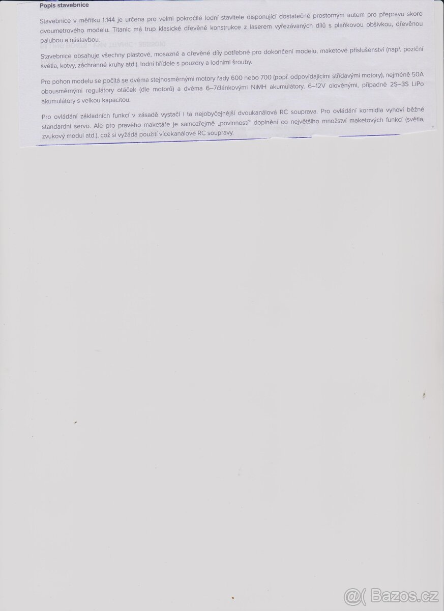 Prodám stavebnici modelu"RMS Titanic" 1:144 - 5