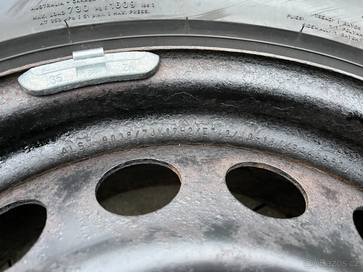 4x plechové disky 5x108 R17, zimní pneu - 5