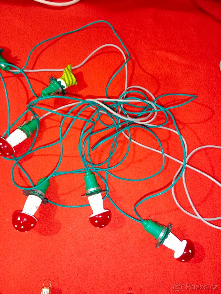 Retro vánoční světýlka + ozdoby - vše Mochomůrky - 5