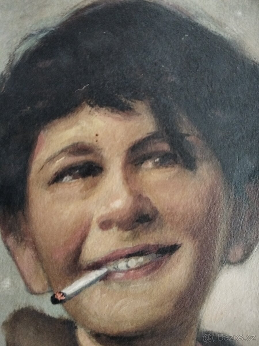obraz ROŠŤANDA S CIGARETOU portrét, olej, František Votruba - 5