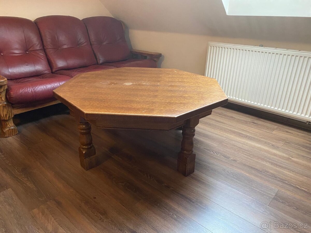 Kožená sedací souprava 3+2+1 a konferenční stul - 5