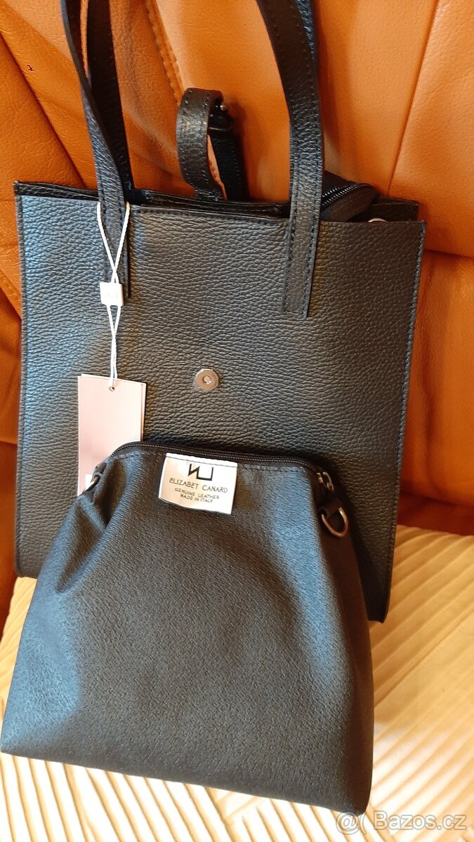 Kožená kabelka do ruky, černá - 5