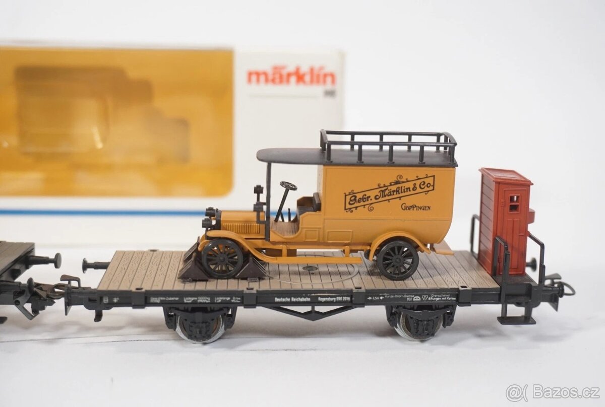 Märklin H0 1898 set 3 veteránů + 3x Marklin plošinový vůz - 5