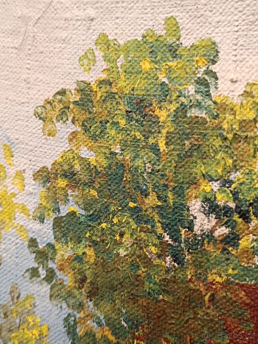 Obraz Mašek, Jihočeská ves 1962, olej 46x51 - 5