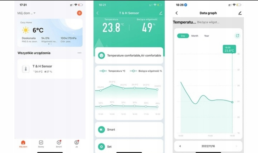 SENZOR TEPLOTY A VLHKOSTI CHYTRÝ Bluetooth TUYA, Smart LIFE - 5
