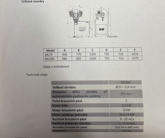 Pásová bruska bezhrotá ML 100, r. v. 2020 - 5