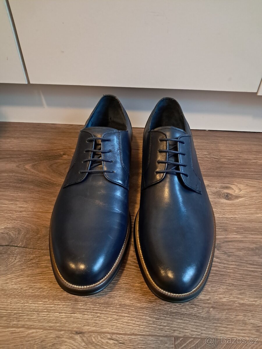 Bata Navy Blue Koženy boty 46 - darek Hand grip posilovač - 5
