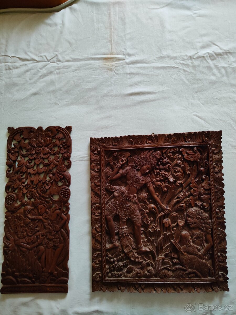 2 Drevené panely Rámájany z Bali - 5