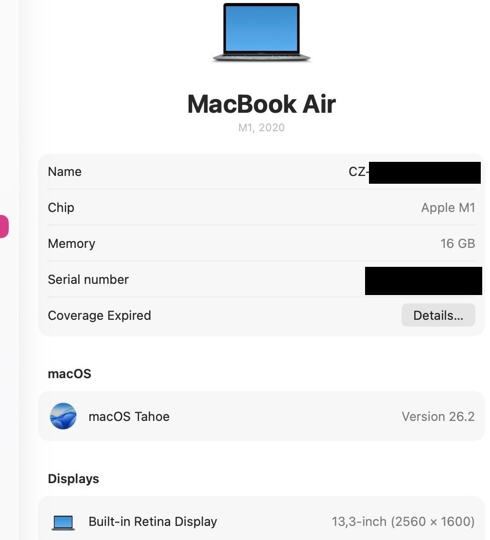 Macbook Air 2020 M1 - 16GB RAM / 256GB SSD - 5