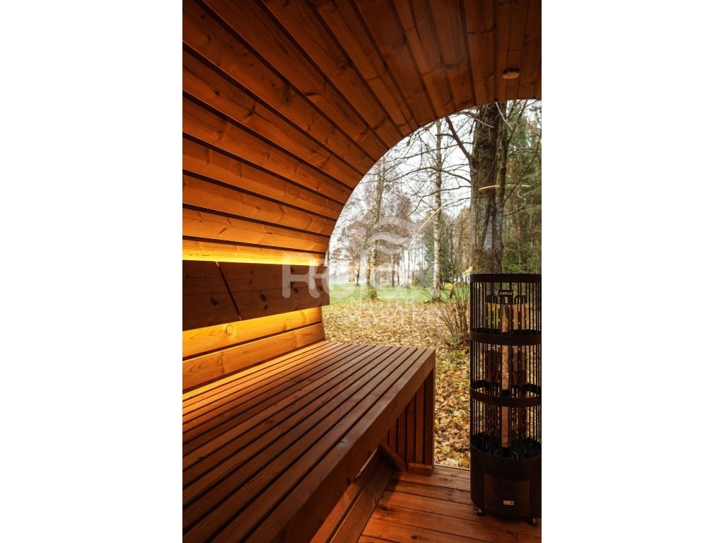 Finská sudová sauna 2,6 m - termo dřevo pro 6 osob - 5