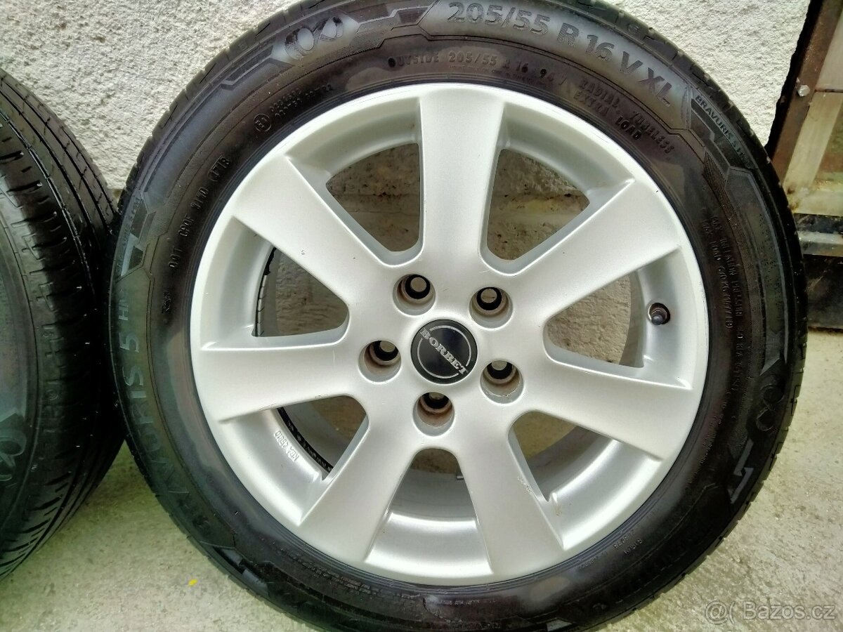 Alu kola Borbet 7J x r16, 5x112, ET 38, Letní pneu - 5