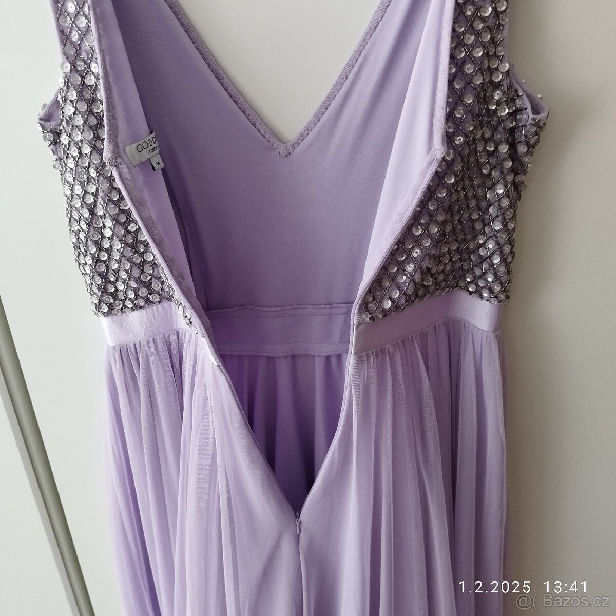 Krásné lila společenské midi šaty GODDIVA, vel. 14 - 5