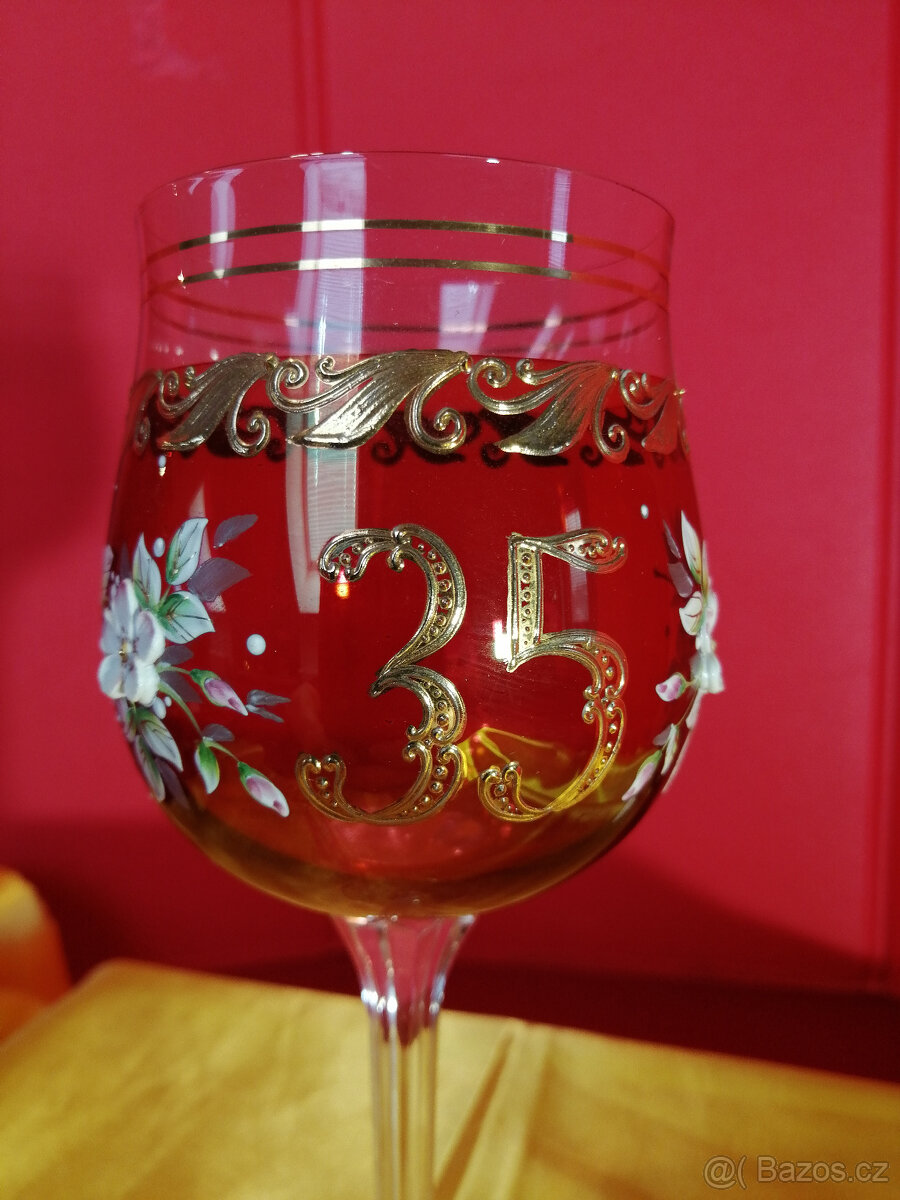 Výroční sklenka ručně malovaná "35" - 5