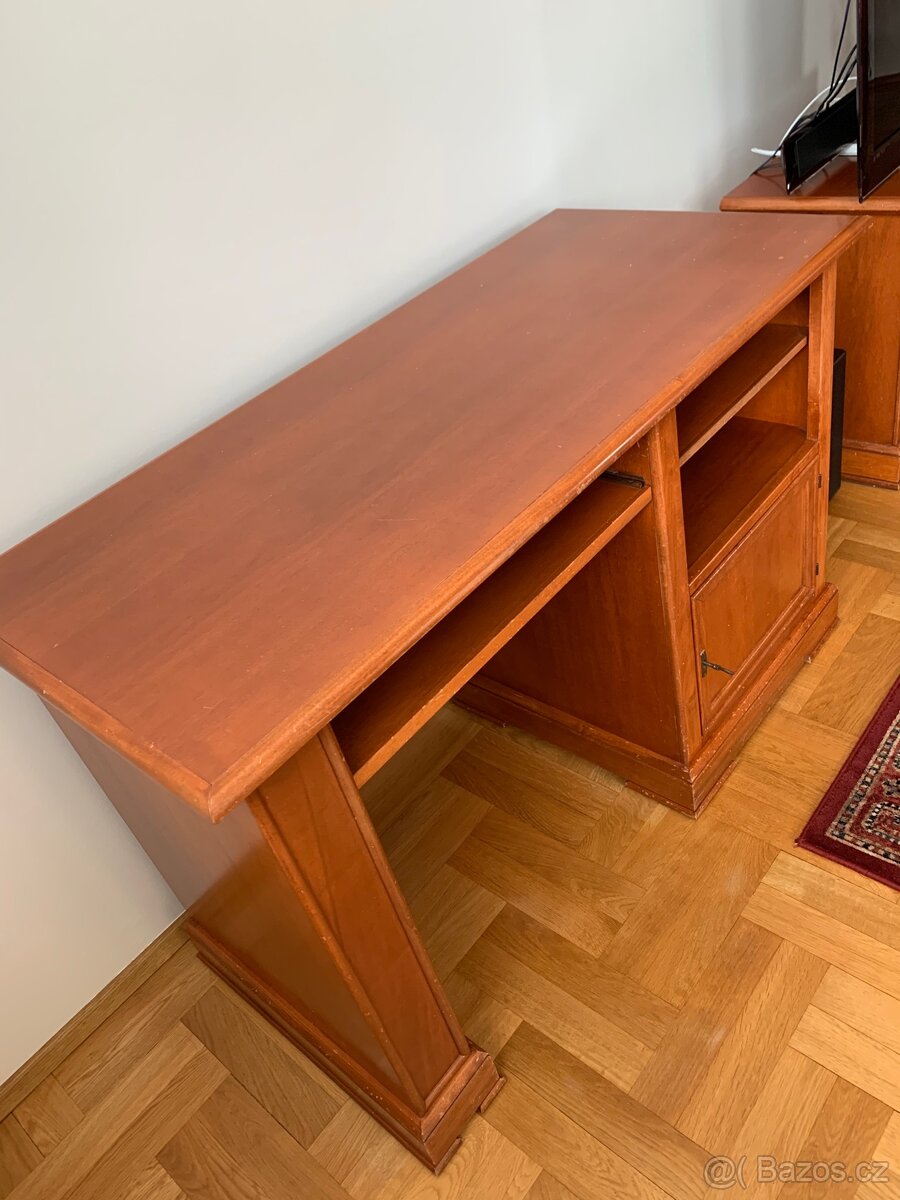 Luxusní psací stůl z masivu – italský design, cherry wood - 5