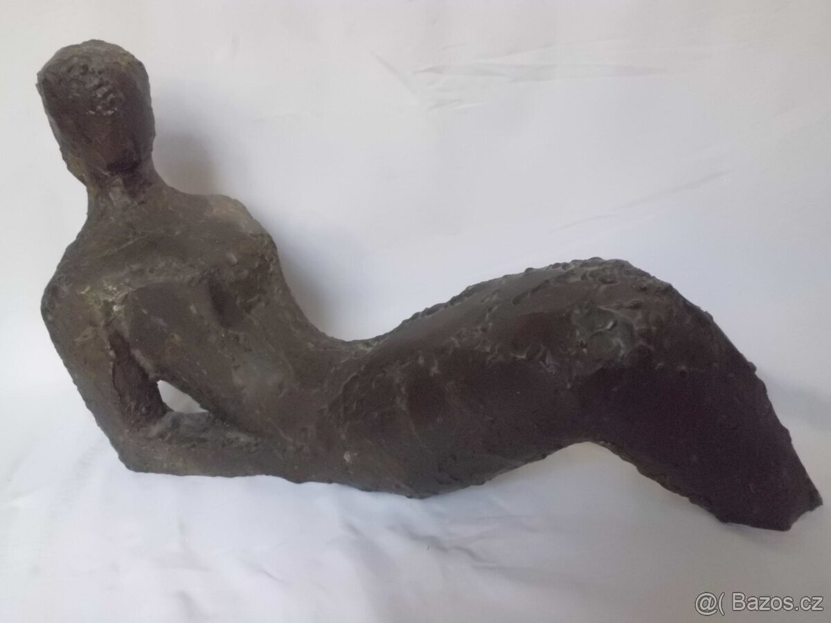 UNIKÁTNÍ Starožitná Kubistická Kovová ART Plastika - ŽENA - 5