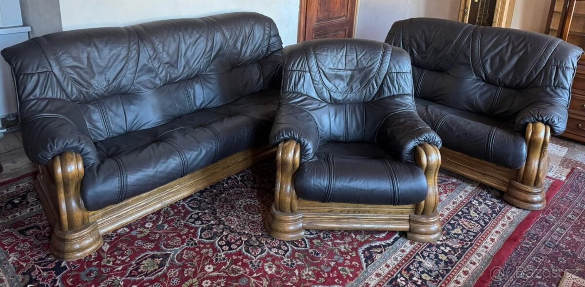 Rustikální kožená sedací souprava,6089 - 5