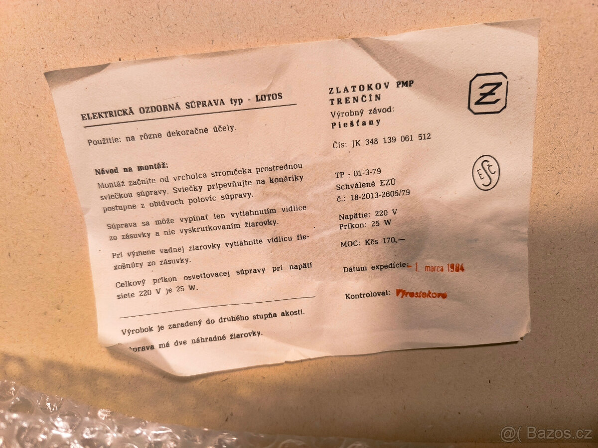 Staré vánoční svíčky Zvonky Lotos Zlatokov r.1984 - 5