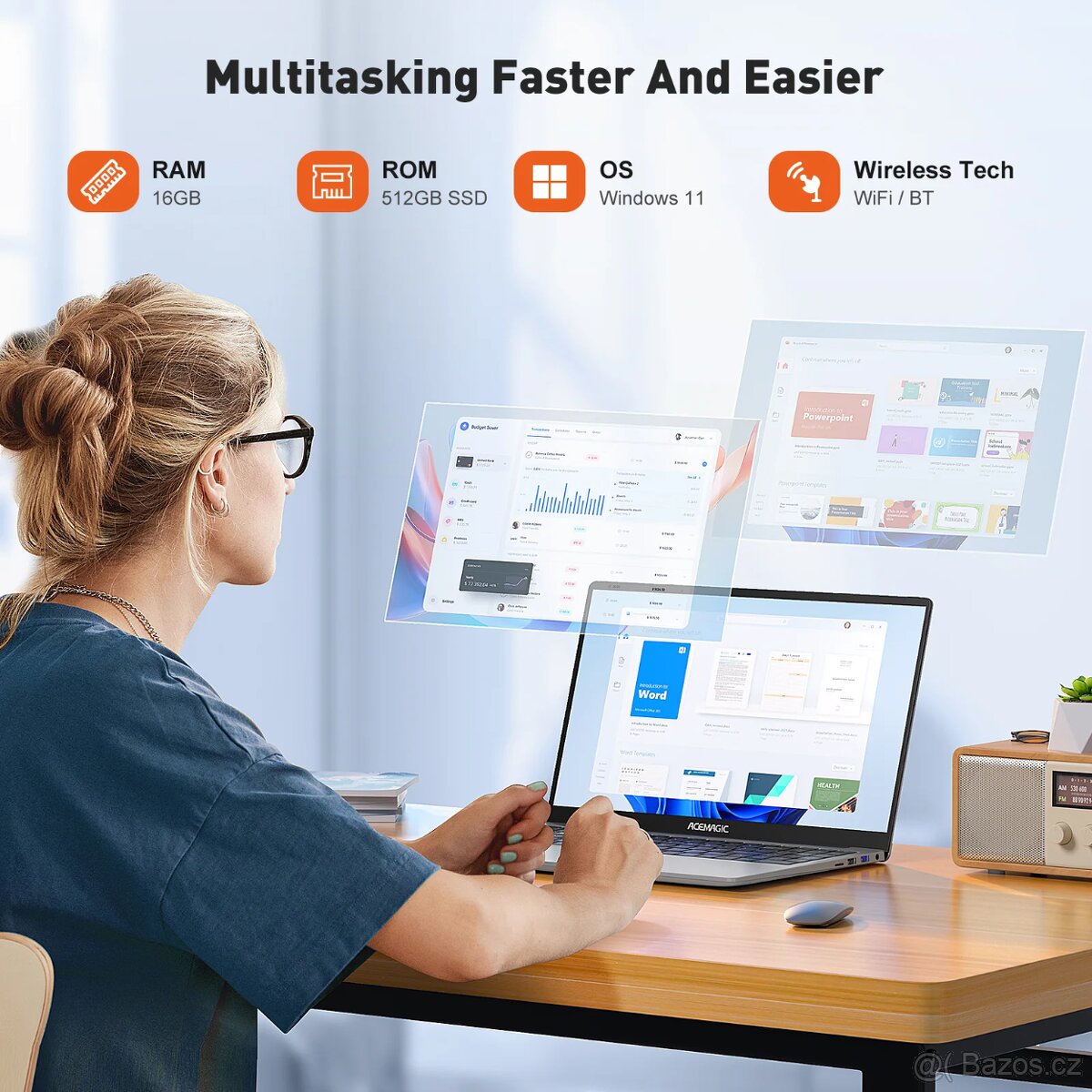 Kancelářský notebook N150 - polokovový, Windows 11, USB-C - 5