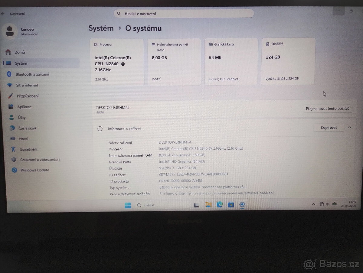 notebook Lenovo IdeaPad G50-30 - upgrade SSD,RAM (WIN11) - 5