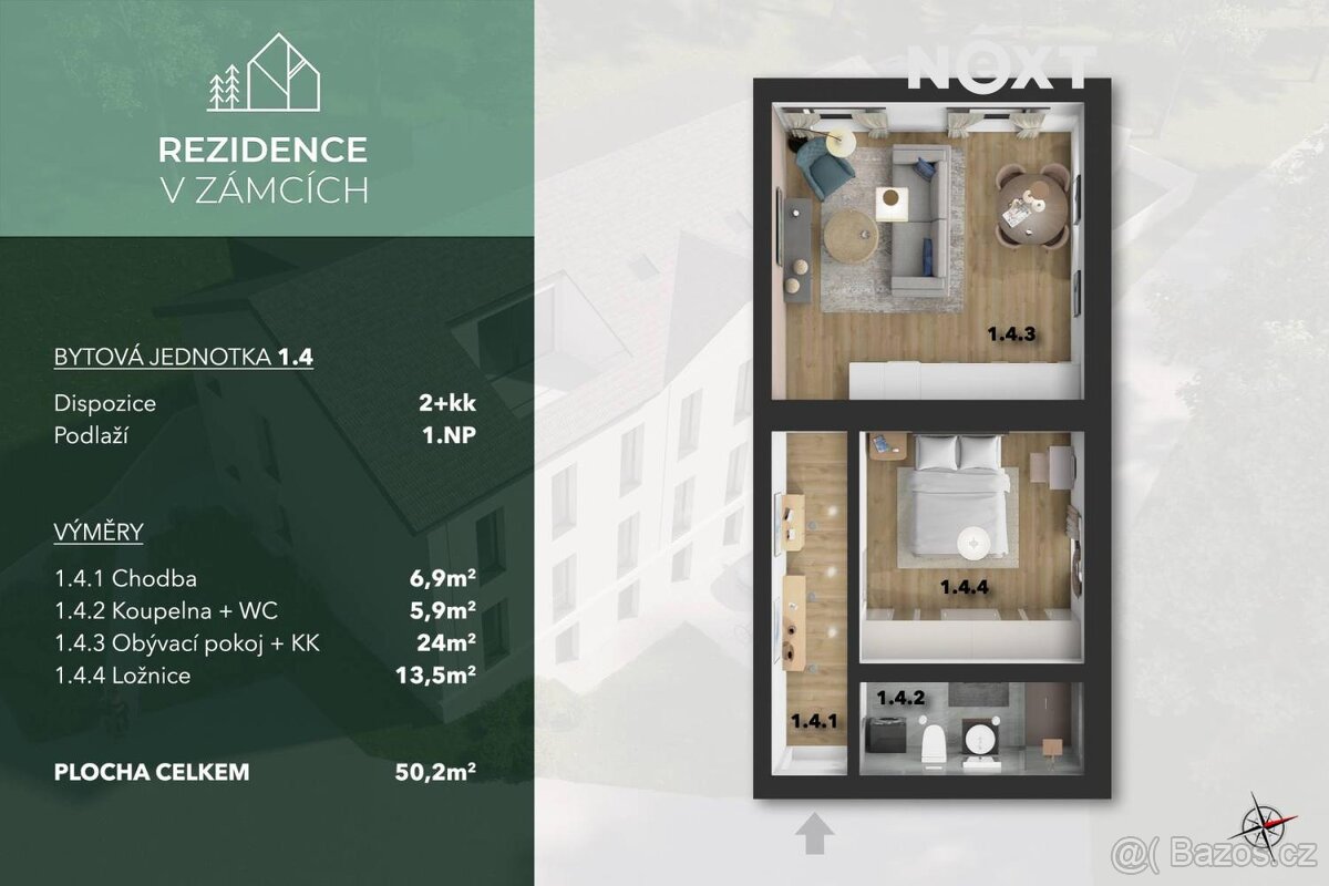 Prodej byt 2+kk, 50㎡ - 5