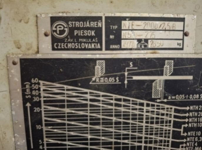 Tabulové nůžky NTE 2000/2,5B, výroba 1977 - 5
