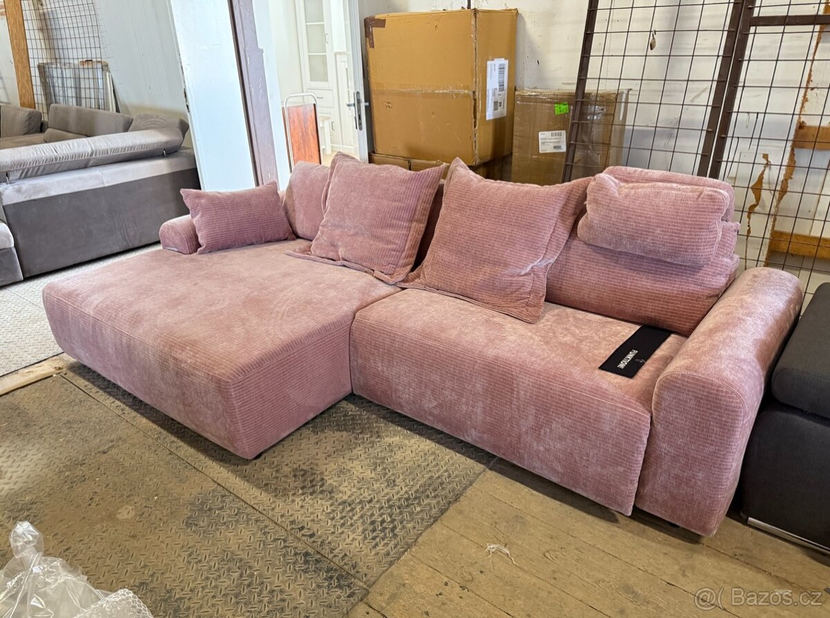 Rohová sedačka elektr. polohování růž. NOVÁ 2. j. - 5
