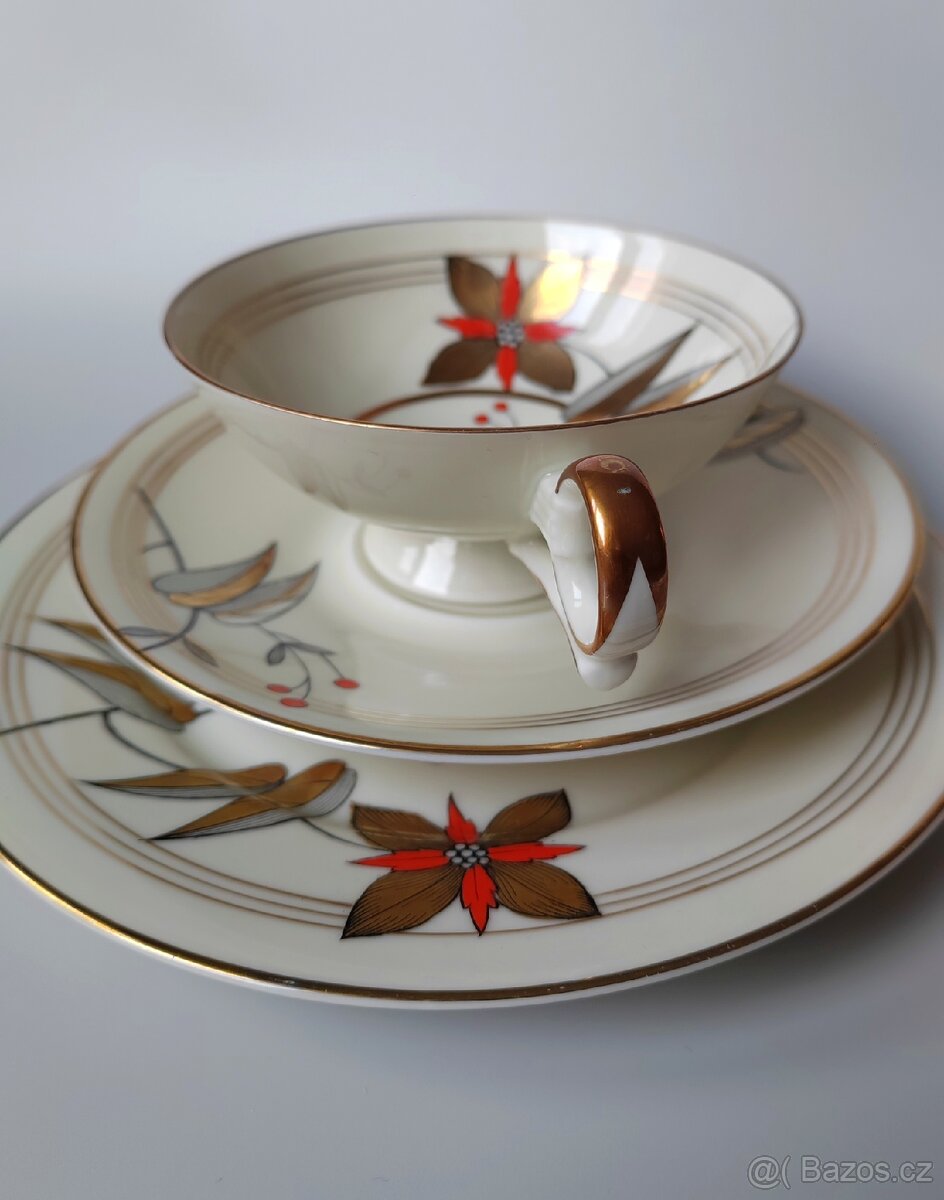 Okouzlující porcelánová sada/trio Hertel Jacob Bavaria 1930 - 5