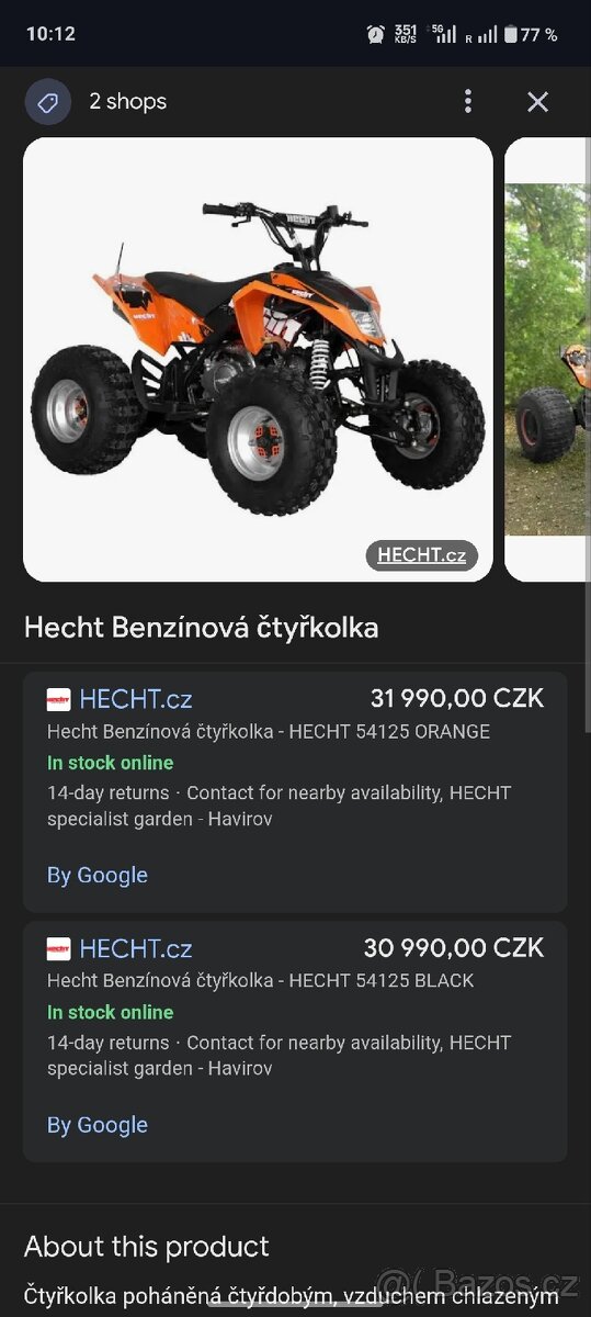 Hecht benzínová čtyřkolka 54125 orange