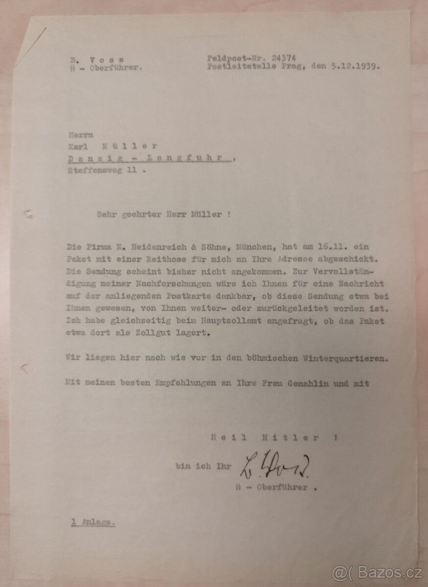 DOKUMENTY PO GENERÁL SS BERNHARD VOSS 4 - 5