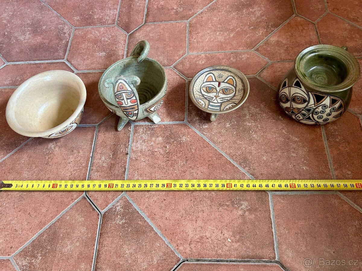 Sada zelené keramiky s kočkami - 5