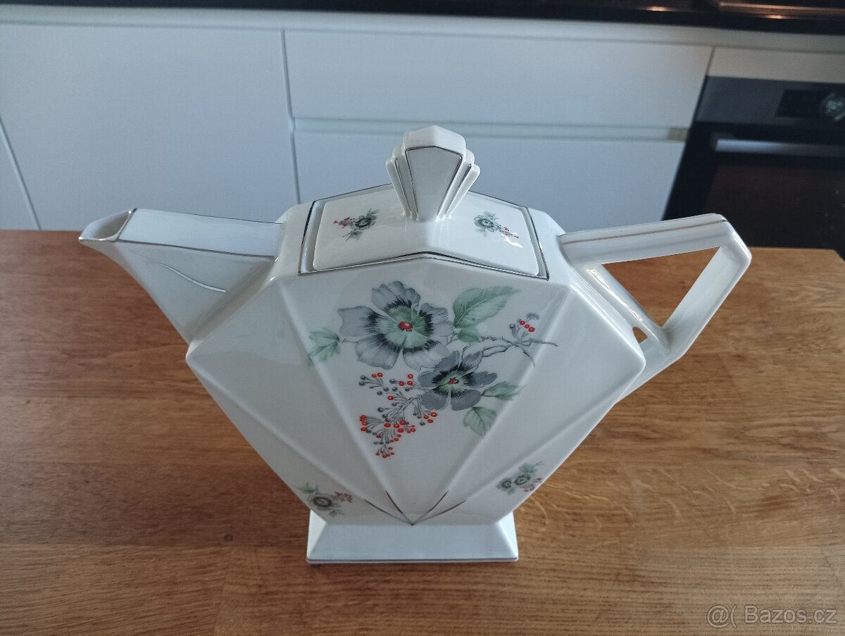 PORCELÁNOVÁ KONVICE VICTORIA - ČESKÉ ART DECO -VÝVOZ FRANCIE - 5