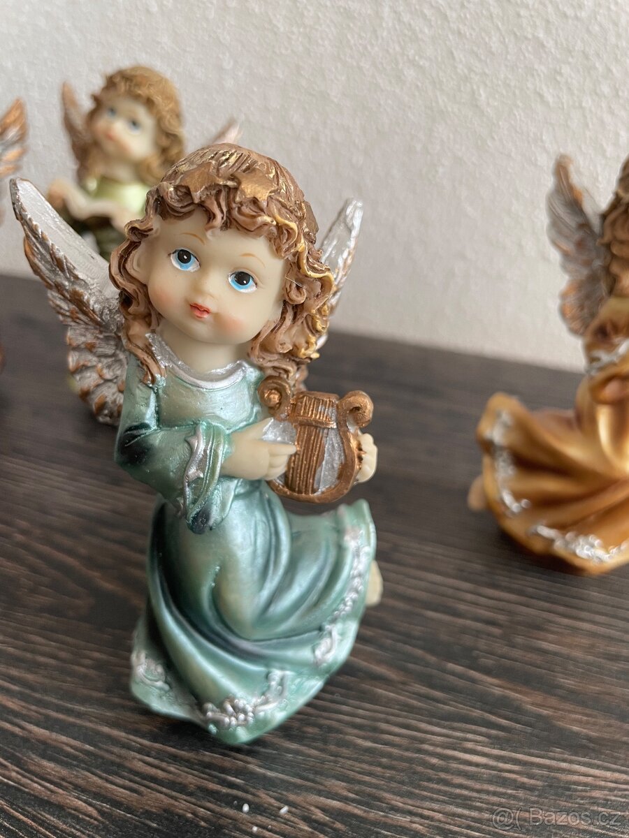 Luxusní set porcelánových 🎄 vánočních andělíčků 🔔 zvonečků - 5