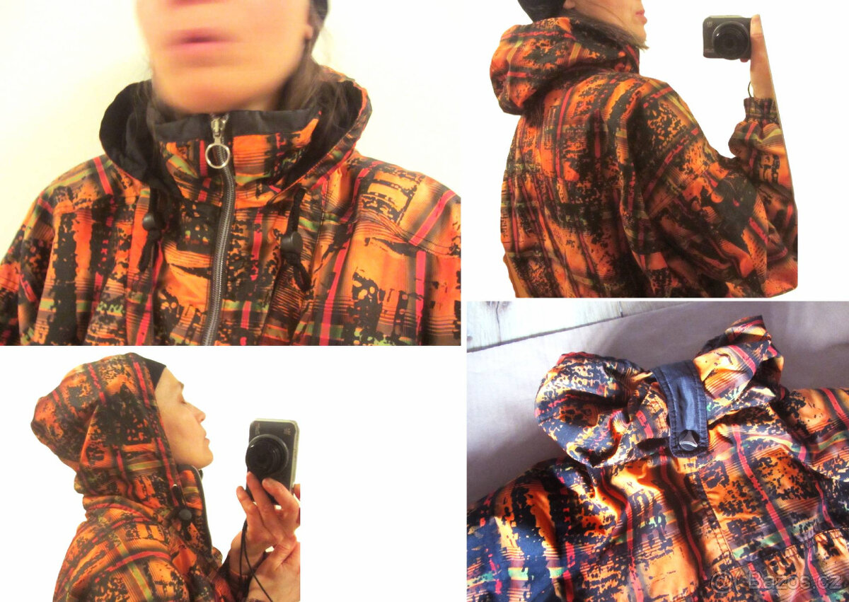 Vintage 90s unisex barevná bunda přes hlavu - 5