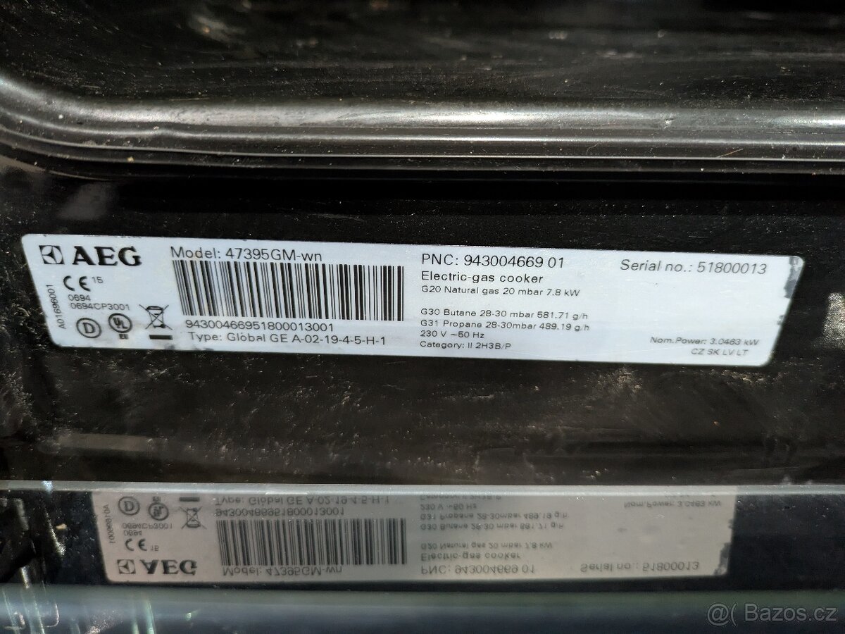 prodám kombinovaný sporák AEG - 5