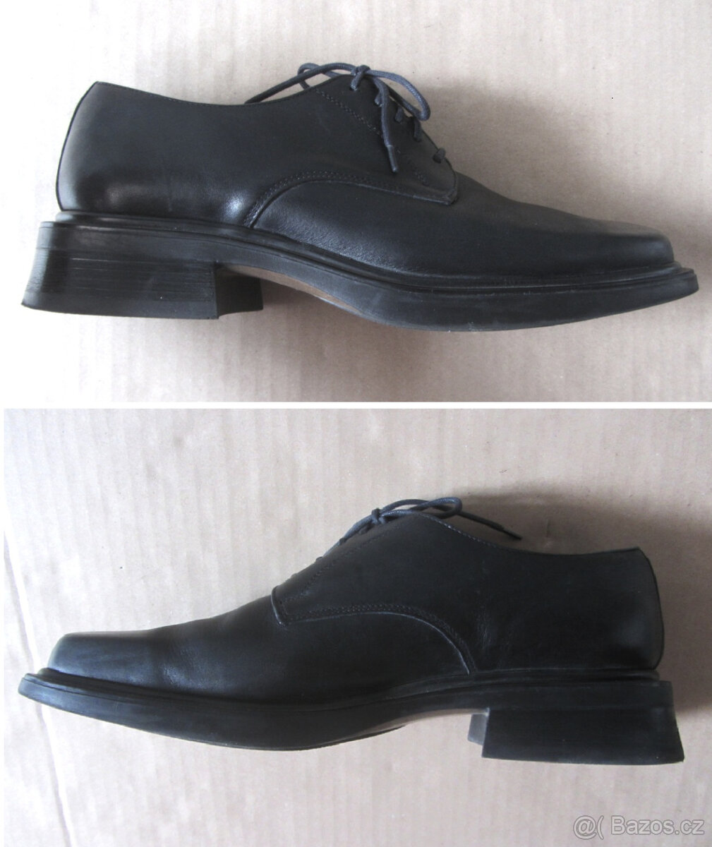 Vintage černé 90s boty kůže plochá špička - 5