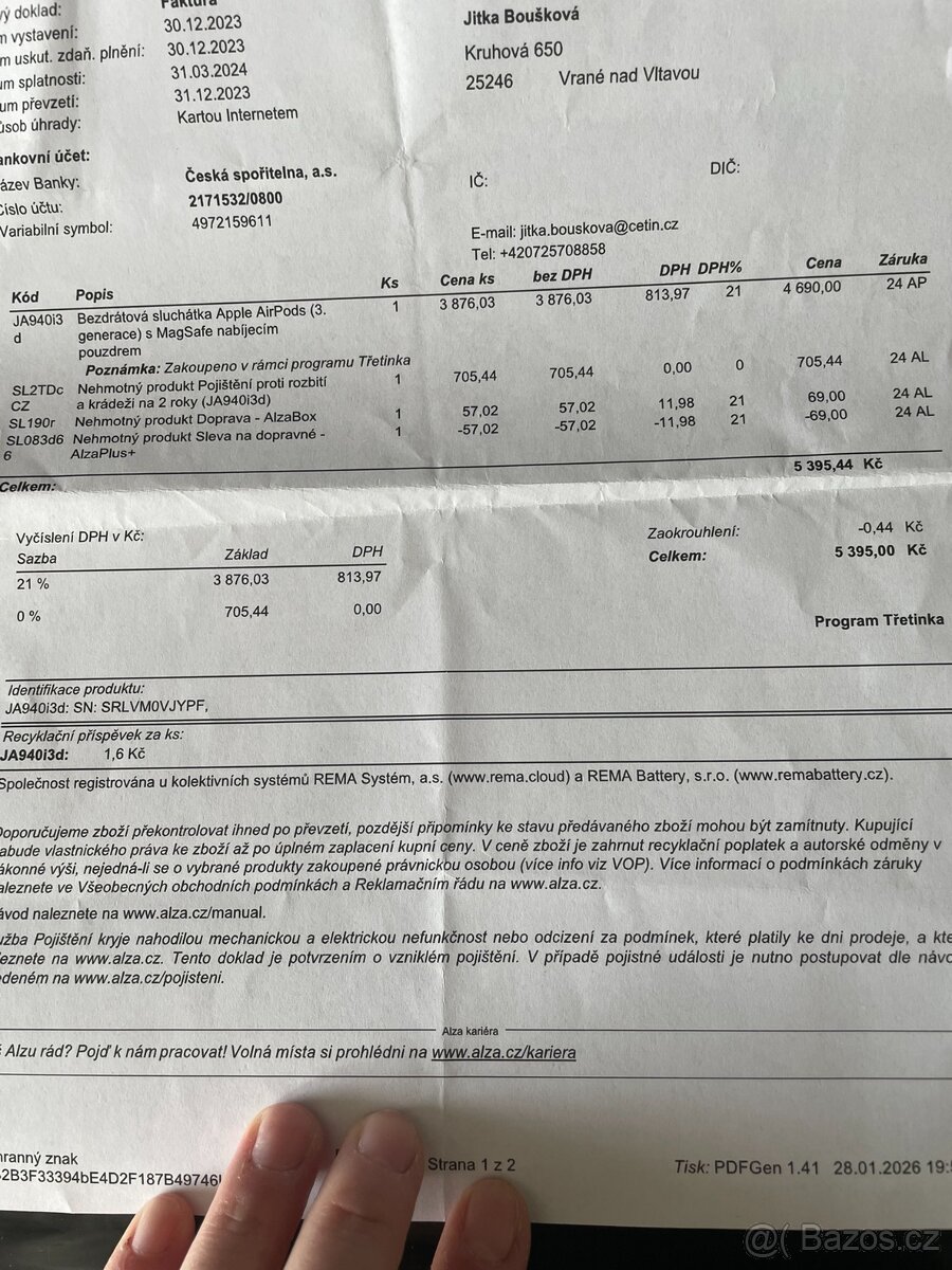 Apple AirPods 3.generace (levé nehraje) - 5