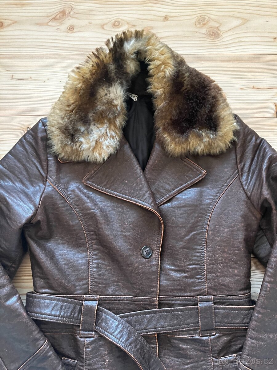 Koženkový kabát, vel. S - 5