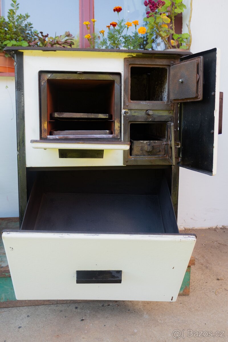 Rekreant RESTAUROVANÝ SPORÁK KOMPLET - bílý, levý kouřovod - 5