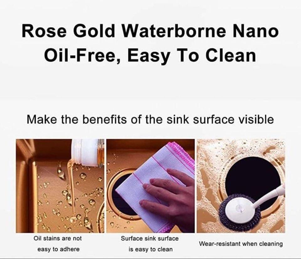 1-komorový nerezový dřez 450x450x210 mm, rose gold - 5