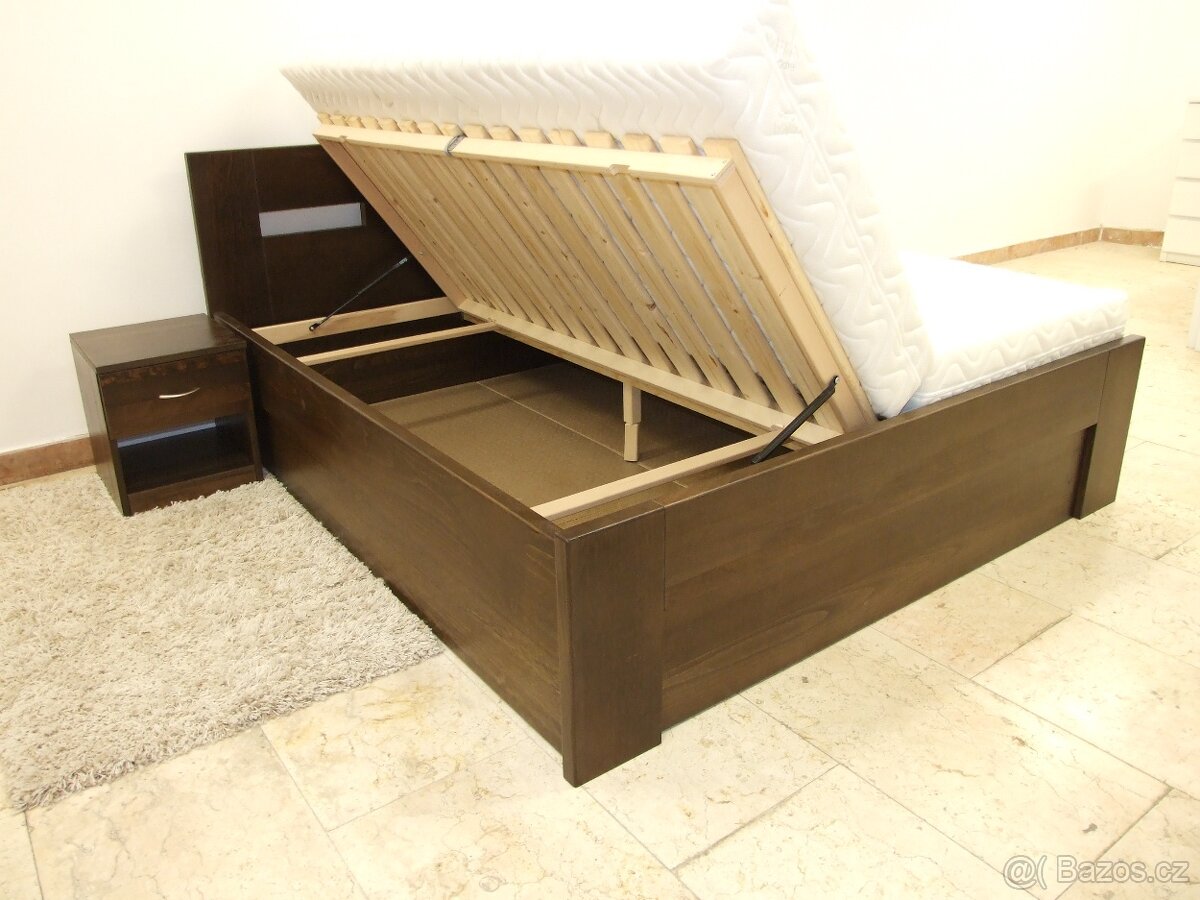 Nová dubová masivní dřevěná postel, nosnost 700 kg,vč.montáž - 5