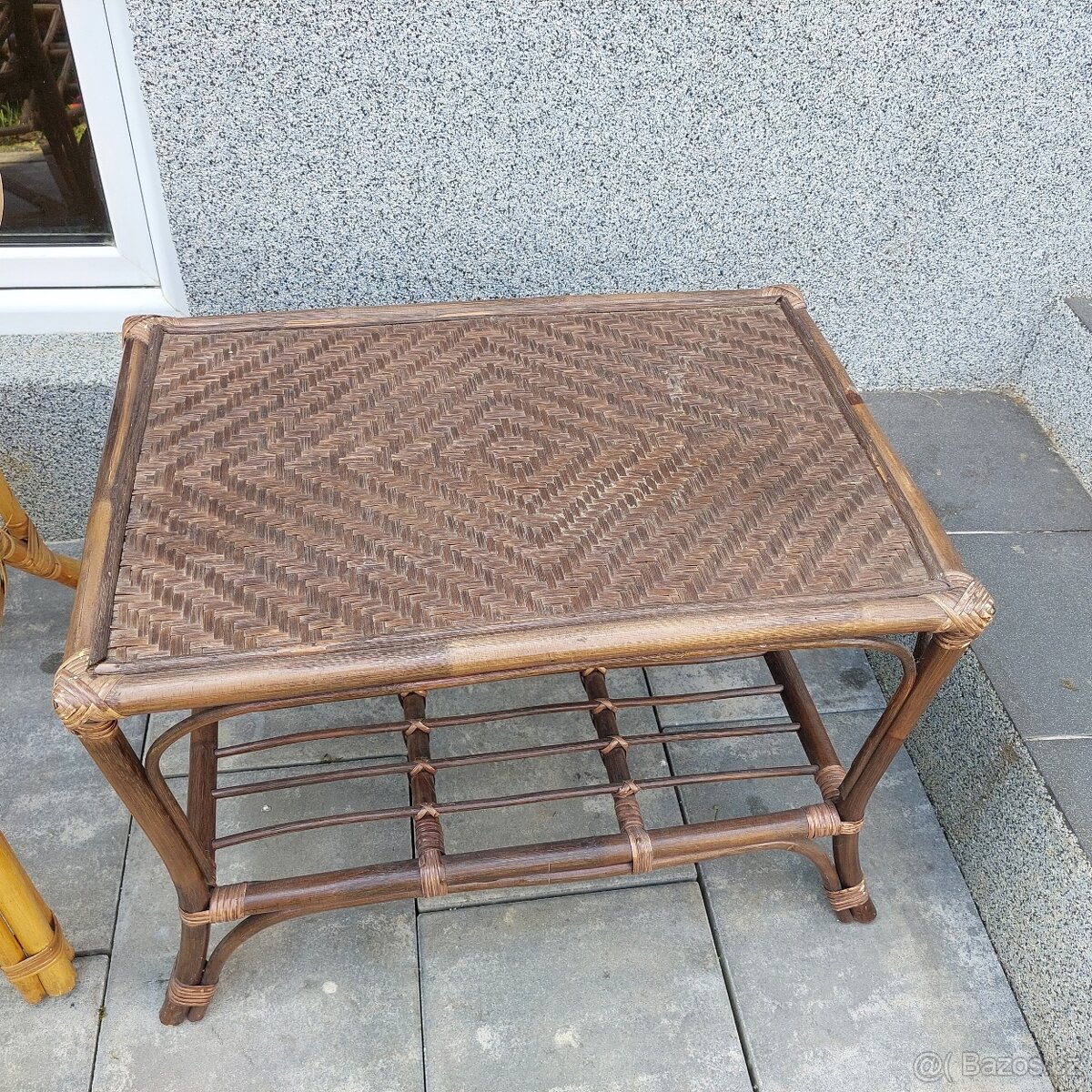 Ratanova lavice BAHAMA světle hnědá + tmavý stolek - 5