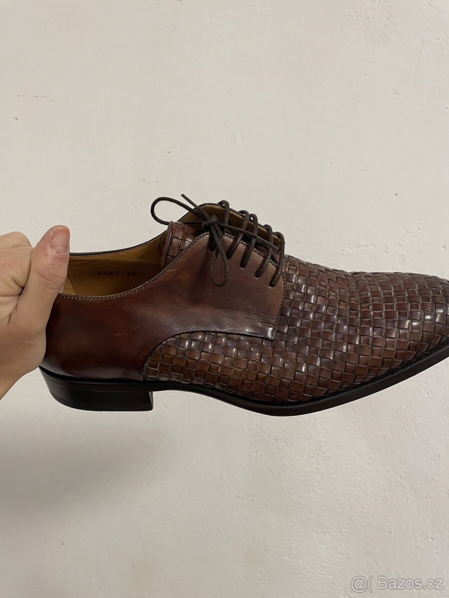 Tmavě hnědé kožené polobotky Blažek - 5