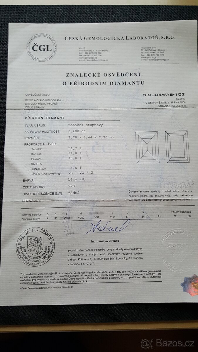 Platinový prsten s přírodním diamantem - 5