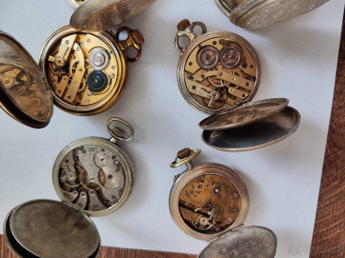 8x kapesni hodinky stříbrné a v niklu - 5